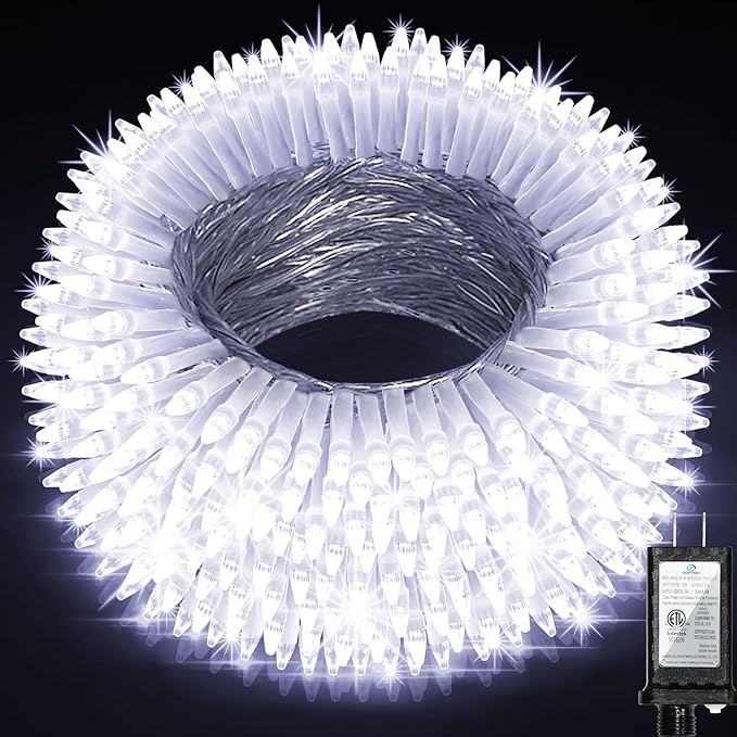 350LED Christmas Lights Indoor Outdoor, 90ft 12 Modes Cool White LED String Lights with Timer Dimmable, Waterproof Tree Lights for Xmas Patio Yard Fence Bedroom Wedding Garden Decor Cool White