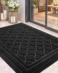 Color&Geometry Front Door Mat Outside Entrance, Heavy Duty Non Slip Low Profile Doormat for Entryway, Trap Dirt and Moisture Welcome Mats All-Weather, Easy Clean, Patio, Garage, 24"x48" Black