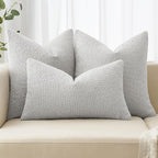 MIULEE Textured Boucle Throw Pillow Cover Light Grey Accent Solid Eruo Sham Pillow Case Decorative Soft Pack of 1 Couch Cushion Chair Sofa Bedroom Livingroom Home Decor,24x24 Inch