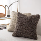 Foindtower 2 Pieces 22x22 Inch Chocolate, Faux Fur Throw Pillow Cover Accent Sherpa Pillow Fuzzy Soft Pillowcases Sheepskin Decorative Fleece Cushion Case for Bed Couch Living Room