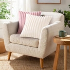 Pallene Faux Fur Plush Throw Pillow Covers 26x26 Set of 2, Luxury Soft Fluffy Striped Decorative Pillow Covers for Sofa, Couch, Living Room, Blush Pink