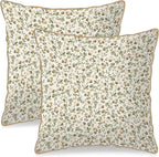 KSLIDS Sage Green Beige Floral Soft Velvet Throw Pillow Covers Set of 2 Vintage Brown Flower Decorative Pillow Covers 16x16 Inch Rustic Pillow Case for Sofa Couch Bedroom Farmhouse Home Decor