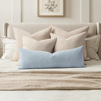 MIULEE Textured Boucle Throw Pillow Cover Light Blue Accent Solid Lumbar Pillow Case Decorative Soft Pack of 1 Couch Cushion Chair Sofa Bedroom Livingroom Home Decor,36x14 Inch