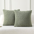 FUTEI Sage Green Throw Pillow Covers 18x18 Inch Set of 2,Furry Faux Fur Teddy Boucle Textured Cushion Covers,Soft Fluffy Decorative Pillow Case,Home Decor for Couch Bed Living Room Office Car