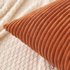 MIULEE Pack of 2 Rust Pillow Covers 12x20 Inch Soft Boho Striped Corduroy Throw Pillow Covers Set Decorative Square Cushion Cases Pillowcases for Sofa Bedroom Couch