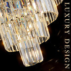 Modern Crystal Chrome Chandelier 15 Lights 24" Round Light Fixture Luxury 5-Tier K9 Crystals Chandelier Contemporary Pendant Lighting for Dinning Room Living Room Foyer Kitchen
