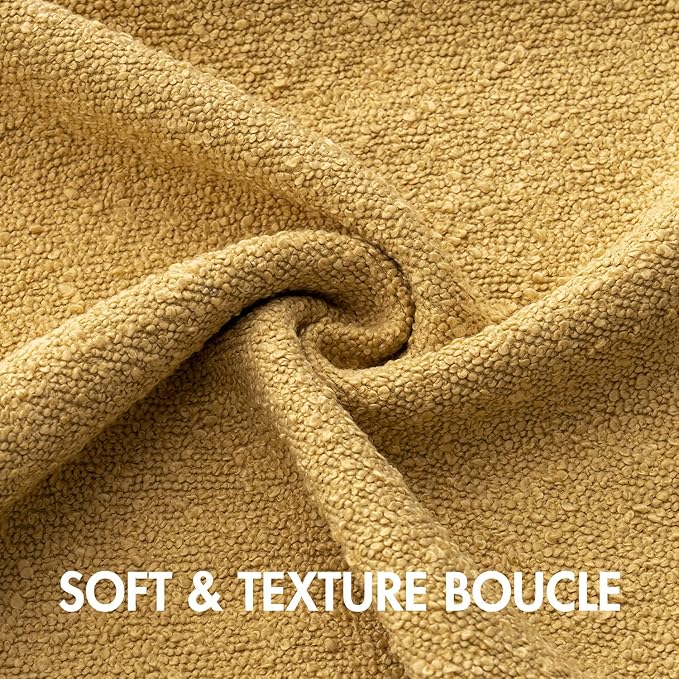 MIULEE Textured Boucle Throw Pillow Cover Gold Accent Solid Lumbar Spring Pillow Case Decorative Soft Pack of 1 Couch Cushion Chair Sofa Bedroom Livingroom Home Decor,12x20 Inch