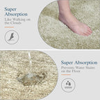 Walensee Bathroom Contour Rug (20x24, Light Tan) Non Slip Bath Mat Water Absorbent Soft Microfiber Shaggy Bathroom Mat Machine Washable Bath Rug U Shape Toilet Rug