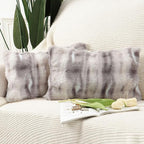MADIZZ Pack of 2 Thick Plush Wool Throw Pillow Covers 12x20 Inch Grey Taupe Soft Neutral Decorative Throw Pillows Accent Boho Cushion Covers for Couch Sofa Bedroom Pillow Shell