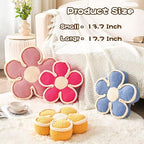 Flower Pillow, Soft Shaped Floor Cushion, Decorative Throw Pillow, Cute Seating Cushion, Room Decor Plush Pillows for Sofa Couch Bed (13.7 Inch, Blue)