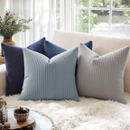 MIULEE Winter Pack of 2 Corduroy Pillow Covers Soft Soild Cushion Cases Decorative Square Throw Pillow Covers Dusty Blue Pillowcases for Sofa Bedroom Car 18 x 18 Inch 45 x 45 Cm