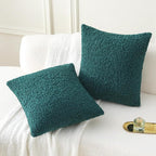 FUTEI Dark Green Throw Pillow Covers 20x20 Inch Set of 2,Furry Faux Fur Teddy Boucle Textured Cushion Covers,Soft Fluffy Decorative Pillow Case,Home Decor for Couch Bed Living Room Office Car