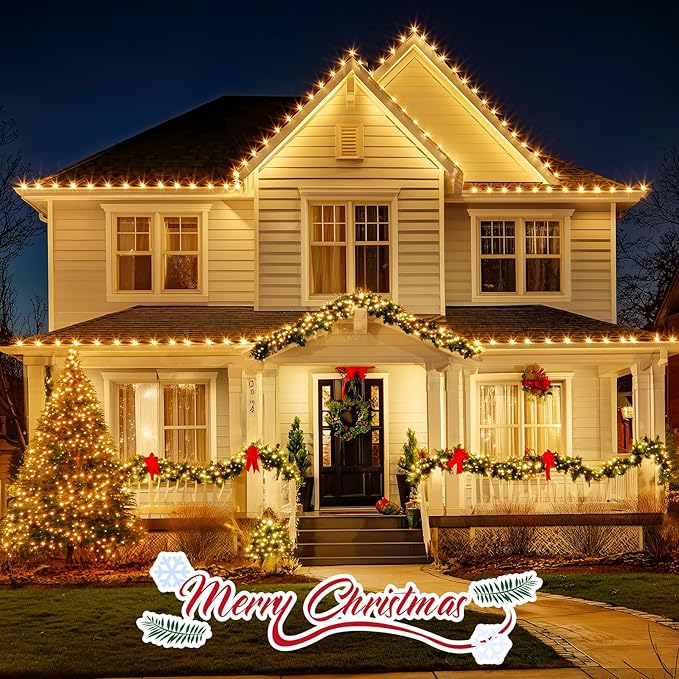 C9 Clear Christmas String Light, 50 Ft Vintage Christmas Tree Lights, Outdoor Waterproof Roofline String Lights with 50 Clear Bulbs for Patio Garden Holiday Indoor Wedding Home Decoration, Black Wire