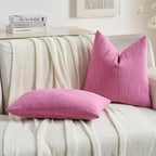 FUTEI Hot Pink Chenille Decorative Throw Pillow Covers 12x20 Inch Set of 2,Soft Embossed Striped Textured Lumbar Pillow Cases,Modern Home Decor for Couch Bed Living Room