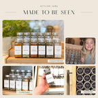 Glass Spice Jars with Labels with Metal Lids and Shakers Minimalist 36 Pack Set, 4oz Small Clear Empty Spice Bottles Seasoning Containers with Label Organizer Square Herb Seasoning Jars for Kitchen