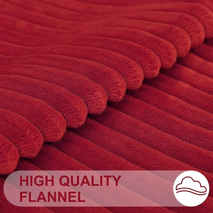 Simmore Decorative Throw Pillow Covers 26x26 Set of 2, Soft Natural Plush Flannel Double-Sided Fluffy Couch Pillow Covers for Sofa Living Room, Red