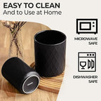 MIAMIO – Kitchen Utensil Holder Ceramic/Kitchen Organizer Set, Farmhouse Decor for Organizing Countertop and Storing Cutlery, Cooking Spoons, and Accessories - Palmanova Collection (Black)