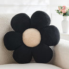Flower Throw Pillow,Black Flower Shaped Pillow Decorative Throw Pillows for Sofa, Couch,Bed,15.7'' Soft Daisy Pillow Floor Seating Cushion for Home Decor