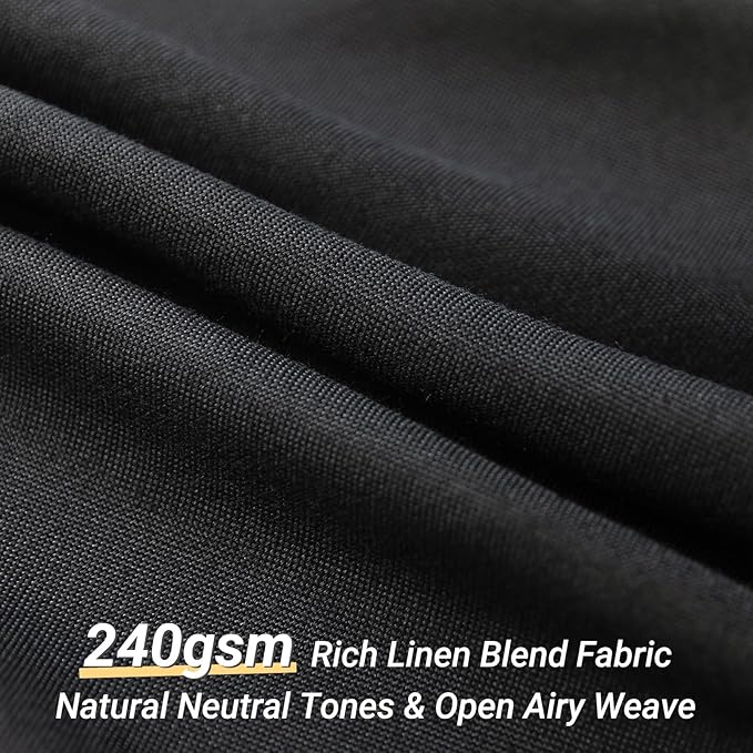 Linen Shower Curtain with 6 Hooks Modern Heavy Duty Washable Fabric Curtain Set Waterproof Thick Cloth Shower Curtains for Bathroom Bathtub Washable, W36*L70, Black