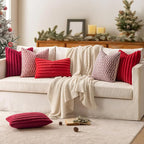 MIULEE Faux Fur Christmas Decorative Throw Pillow Covers 18x18 Inch Set of 2, Modern Spring Home Decor Soft Plush Couch Pillows Cozy Fluffy Cushion Covers for Sofa Bed Burgundy