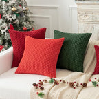 Kevin Textile Pack of 2 Corduroy Decorative Throw Pillow Covers 26x26 Inch Soft Boho Striped Pillow Covers Modern Farmhouse Home Decor for Spring Sofa Living Room Couch Bed Dark Green