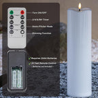 4" x 14" Flameless LED Pillar Candles with Waterproof, Timer Battery Operated Flickering Large Plastic White Outdoor Candles (Pack of 2)