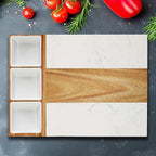 Marble Cutting Board Set, Charcuterie Cheese Boards, 3 Bowls, 3 Spoons, 4 Charcuterie Utensils, Meat, Fruits, Vegetables, Housewarming, Wedding - Marble Blank