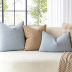 Foindtower Set of 2, Decorative Textured Boucle Throw Pillow Covers Accent Solid Pillow Cases Neutral Soft Cozy Couch Cushion Case for Chair Sofa Bedroom Living Room Home Decor 24 x 24 Inch Light Blue