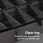storageLAB Slim Under Bed Storage Containers, Closet Organizers with Sturdy Handles for Clothes, Comforters, and Accessories, Use Under or at the End of the Bed - 2 Pack, Adjustable Dividers, Grey