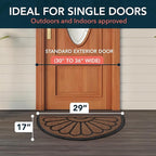 ubdyo Front Door Mat - Low Pile Front Half Circle Door Mat Outside Entrance - Muddy Dirt Trapping Welcome Matt Outdoor - Rubber Backing Anti Slip Indoor Doormat Entrance, 29" x 17", Bright Brown