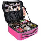 gzcz Travel Makeup Bag,Portable Makeup Case for Women,Professional Cosmetic Train Case Organizer Artist Storage Bag With Adjustable Dividers Brushes Toiletry Jewelry Digital Accessories