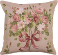 Charlotte Home Furnishings Floral Decorative Throw Pillow Cover 19x19 in, Bouquet Roses French Country Couch Pillow Case, Home Decor Cozy Tapestry Cushion Cover, European Cotton Jacquard Woven