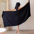 Ultra Soft Muslin Towel Adult Set, 100% Turkish Cotton 4-Layer 2 Pieces Luxury Muslin Hand & Bath Towels Sets for Bathroom (Black, 1 Bath & 1 Hand Towel Set)