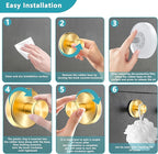 Suction Cup Hooks for Shower,Wreath Hanger for Front Door,Removable No Drill Waterproof Towel Loofah Hook,Upgraded 15 lbs Strong Suction Metal Hooks for Bathroom,Wall,Garland Glass Door-Gold 2 Pcs