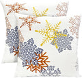 Decorative Throw Pillow Covers Set of 2 Snowflake Pillow Covers 18x18 inch Super Soft Short Plush Square Throw Pillows,Farmhouse Outdoor Pillow Covers for Couch Sofa Bedroom Living Room