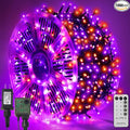 WATERGLIDE 1000 LED Halloween String Lights, 328 FT Green Wire LED Decorative Fairy Lights with Remote & 8 Modes, Waterproof for Outdoor Xmas Holiday Party Garden Wedding Home Decor, Orange & Purple