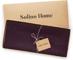 Solino Home Linen Chambray Burgundy Table Runner 132 Inches Long - Athena, 100% Pure Linen 14 x 132 Inch Table Runner for Fall, Autumn, Thanksgiving