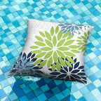 DFXSZ Green Blue Flower Pillow Covers 18x18 Inch Set of 2 White Gray Colored Throw Pillows Outdoor Waterproof Decor for Living Room Sofa Patio Funiture Garden Floral Polyester Pillow Covers 002K18