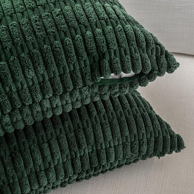 Fancy Homi 1 Pack Hunter Green Long Lumbar Body Decorative Throw Pillow Covers 20x54 Inch for Bed Couch Bedroom Bench, Soft Corduroy Rectangle Solid Forest Green Pillow Case 50x137 cm