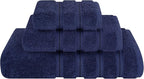 American Soft Linen Premium 3 Piece Towel Set, 1 Bath Towel 1 Hand Towel 1 Washcloth, 600 GSM 100% Cotton Turkish Towels for Bathroom, Navy Blue Towel Set
