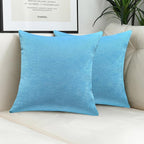 Jeneoo Sky Blue Decorative Throw Pillow Covers Soft Chenille Comfy Square Sea Couch Cushion Case for Livingroom Sofa Decor (Set of 2, 20 x 20 Inches)
