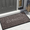 Yimobra Large Welcome Mat 47x32, Waterproof Non-Slip Outdoor Mats for Front Door Outside Entrance, Low-Profile Entryway Mat Indoor for Garage Patio, Brown