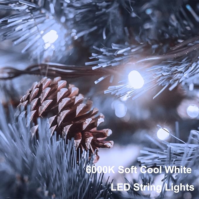 2 Pack String Lights Battery Operated, 33Ft 100 LED Christmas Fairy Lights Waterproof Green Wire Tree Lights with Remote 8 Modes Timer for Bderoom Garden Party Wedding Decoration (Cool White)
