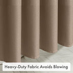 AmazerBath Taupe Shower Curtain Waffle Textured, Fabric Shower Curtain Tan Thick Heavy Duty 240GSM Hotel Quality Bathroom Shower Curtains, 72 x 72 Inches