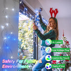 1620 LED 164ft 360 Drops Christmas Lights, Outdoor Hanging lights with 8 Modes & Timer Memory, Outsite Waterproof Curtain String Light for House Fence Tree Holiday Wedding Decorations (Blue & White)