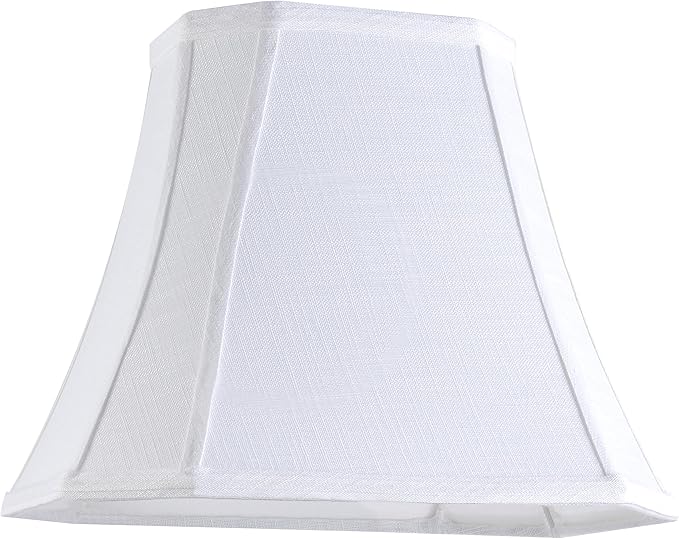 GO&SO 14 Inch White Linen Square Cut Corner Lamp Shade for Floor Lamps,Table Nightstand Lamp for Living Room, 8x14x11"(Spider) Lampshade Replacement,Transitional Easy Assembly Required (1 Pack)