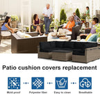 14 PCs Patio Cushion Covers for 7 PCs Outdoor Furniture Sectional Seating Sets Water Resistant Plus 2 Throw Pillows (Black, 23.6(L)*23.6(W)*4.33(T) inches)