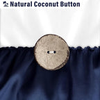 Seasonwood Navy Blue and White Shower Curtain 72 x 72 with Nature Buttons Farmhouse Shower Curtain for Bathroom French Country Style,White and Navy Blue