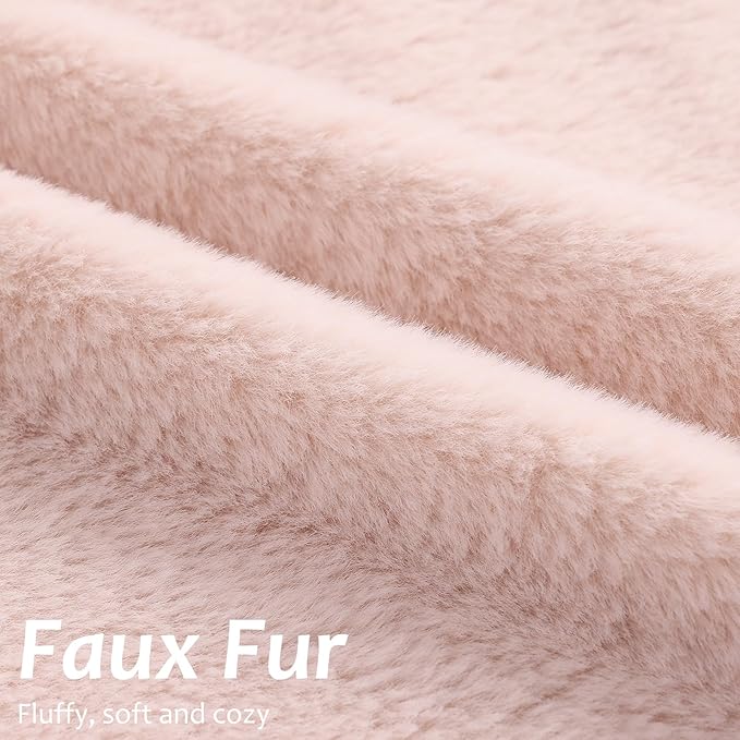 Pallene Faux Fur Plush Throw Pillow Covers 22x22 Set of 2, Luxury Soft Fluffy Cozy Decorative Pillow Covers for Sofa, Couch, Living Room, Blush Pink