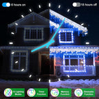 66FT 670 LED Christmas Lights 148 Ice Drops, 12 Modes and Timer Memory Dimmable, Plug In Outdoor Waterproof Hanging String Light for Holiday Wedding Garden Fence House Tree Outside Decor Blue & White